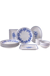 Hermia 2100002914001 Juego de Desayuno de Porcelana Azul 14 Piezas Apto Microondas y Lavavajillas